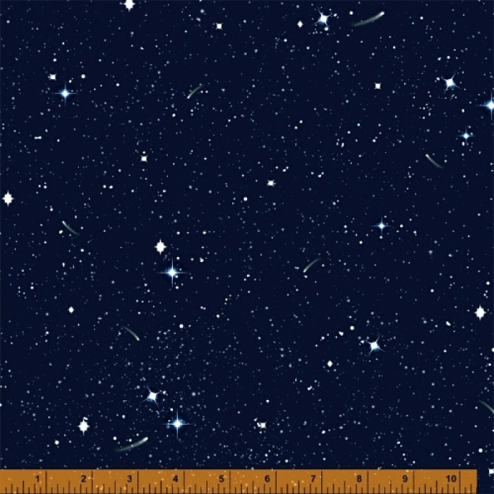 Ткань хлопок пэчворк синий, космос и планеты, Windham Fabrics (арт. 52113D-X)
