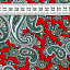 Ткань хлопок плательные ткани красный зеленый, пейсли, ALFA C (арт. 128608)