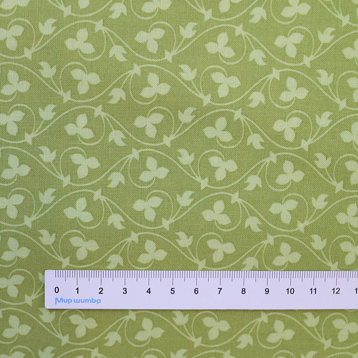 Ткань хлопок пэчворк зеленый, цветы, Moda (арт. 20455 16)