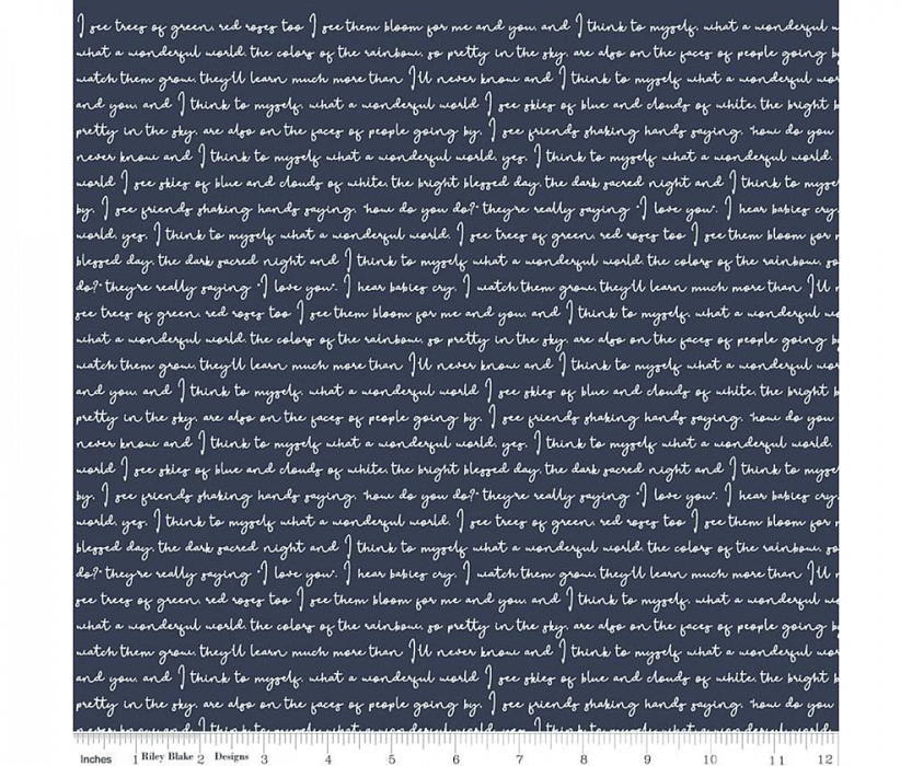 Ткань хлопок пэчворк синий, надписи, Riley Blake (арт. C11137-NAVY)