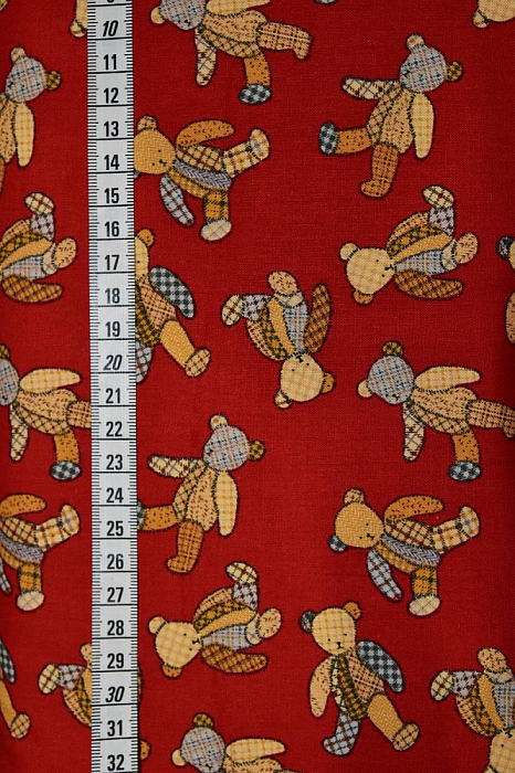 Ткань хлопок пэчворк красный, детская тематика, ALFA (арт. AL-10275)