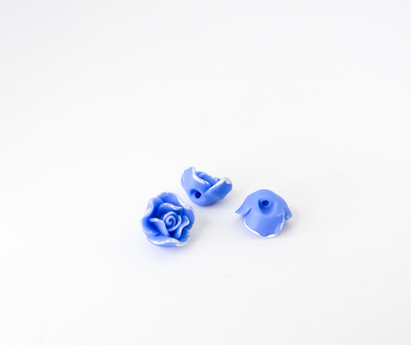 Пуговица детская Розочка пластиковая на ножке голубой 11 мм