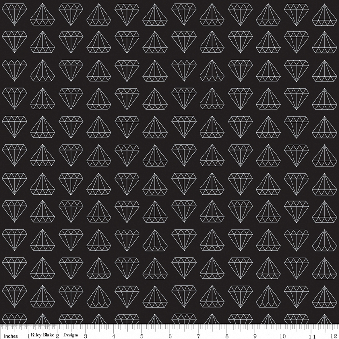 Ткань хлопок пэчворк черный, геометрия, Riley Blake (арт. 244458)