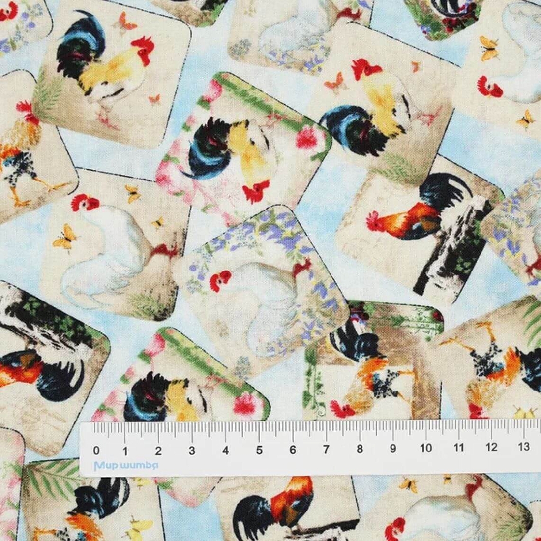 Ткань хлопок для пэчворка для одежды голубой, животные, Blank Quilting (арт. 2612-11)