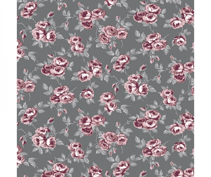 Ткань хлопок пэчворк серый, цветы розы, Riley Blake (арт. C10702-CHARCOAL)