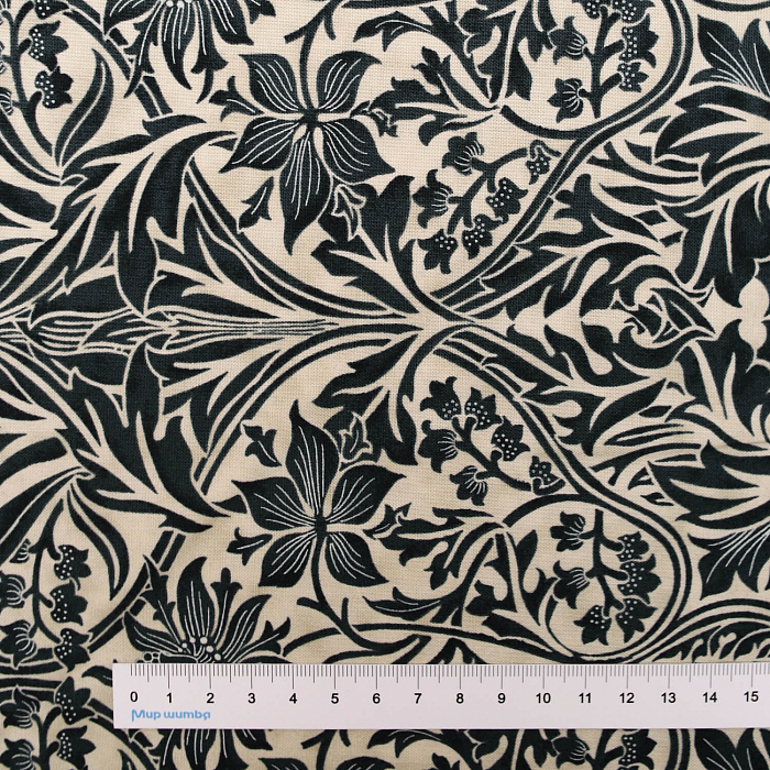 Ткань хлопок пэчворк синий, фактура дамаск флора, FreeSpirit (арт. PWWM054.INDIGO)