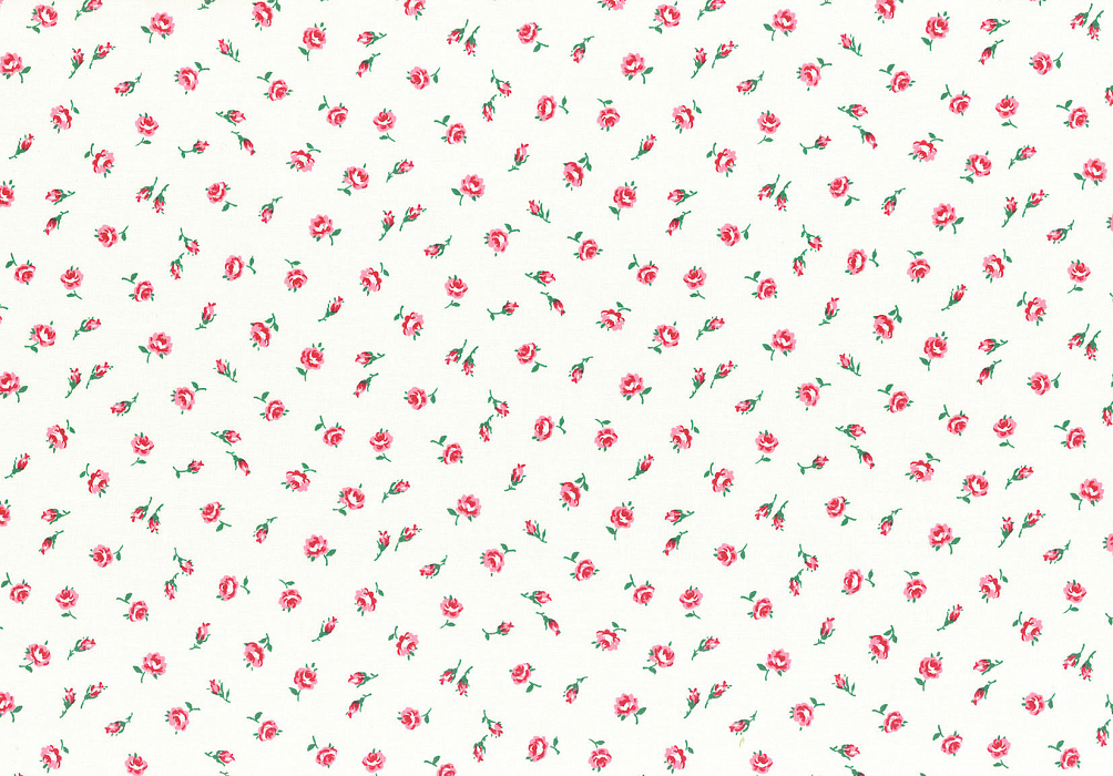 Ткань хлопок пэчворк розовый белый, мелкий цветочек цветы, Lecien (арт. 231774)