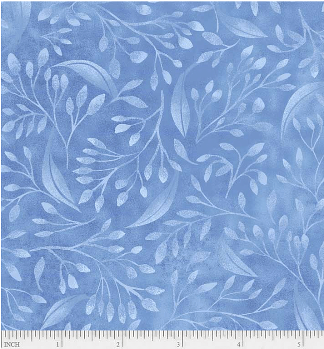 Ткань хлопок пэчворк голубой, цветы флора, P&B (арт. PNBALES-4394-B)