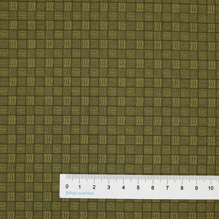 Ткань хлопок пэчворк зеленый, клетка геометрия, Benartex (арт. 1607746B)