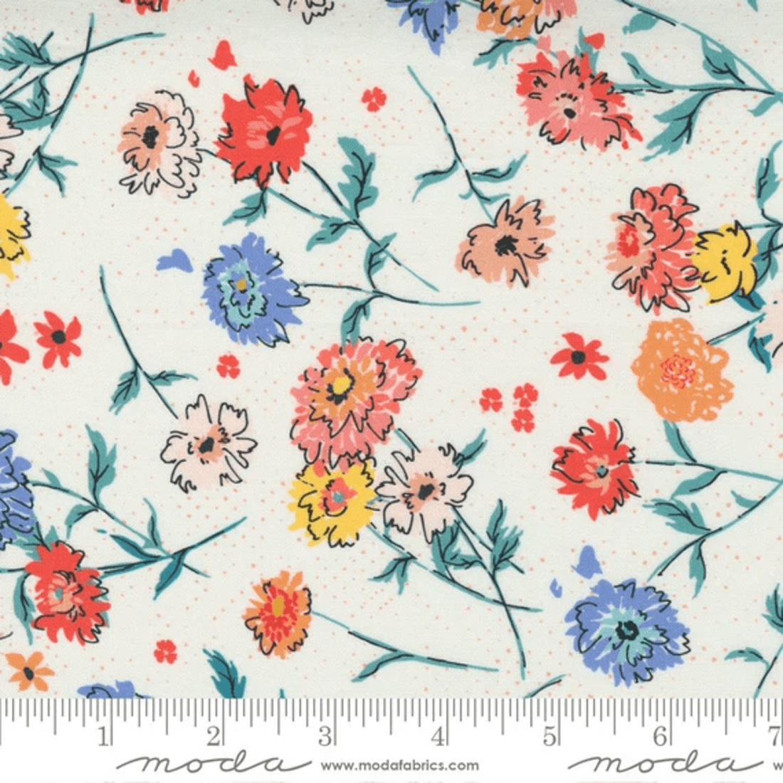 Ткань хлопок для пэчворка для одежды разноцветные, цветы, Moda (арт. 11873 20)