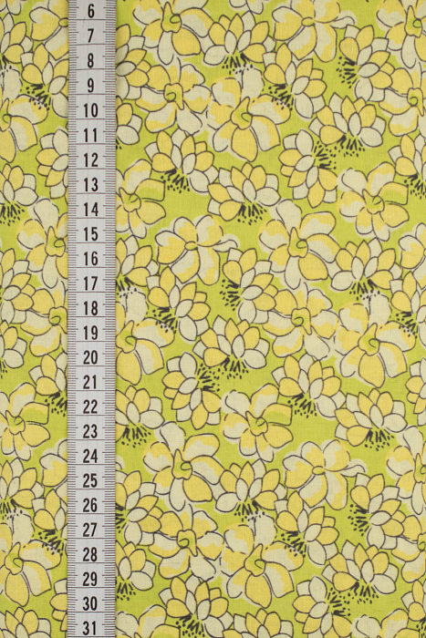 Ткань хлопок пэчворк желтый зеленый, цветы, ALFA (арт. 246005)