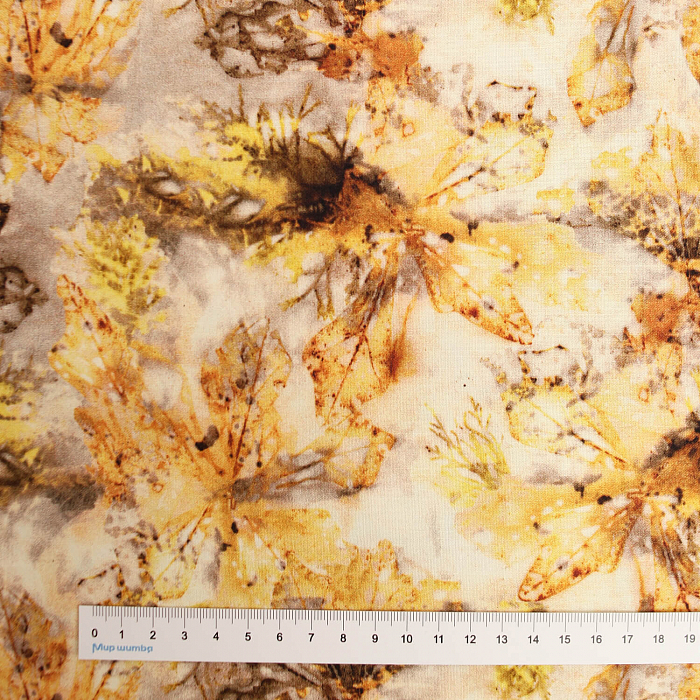 Ткань хлопок пэчворк коричневый, осень флора, FreeSpirit (арт. PWKA002.GOLDENROD)