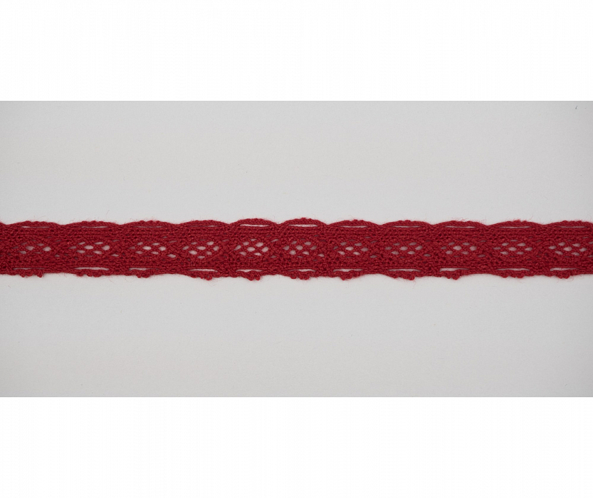 Кружево вязаное хлопковое Alfa AF-067-036 14 мм красный