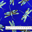 Ткань хлопок пэчворк синий, птицы и бабочки металлик, Benartex (арт. 9752M-50)