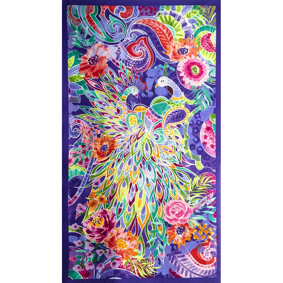Ткань хлопок для пэчворка фиолетовый, птицы и бабочки, Blank Quilting (арт. 5416-11)