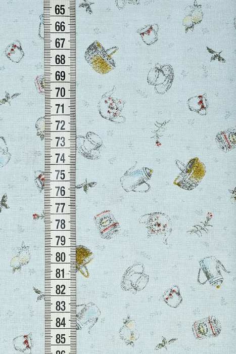 Ткань хлопок сумочные голубой, кухонная утварь, Daiwabo (арт. 123206)