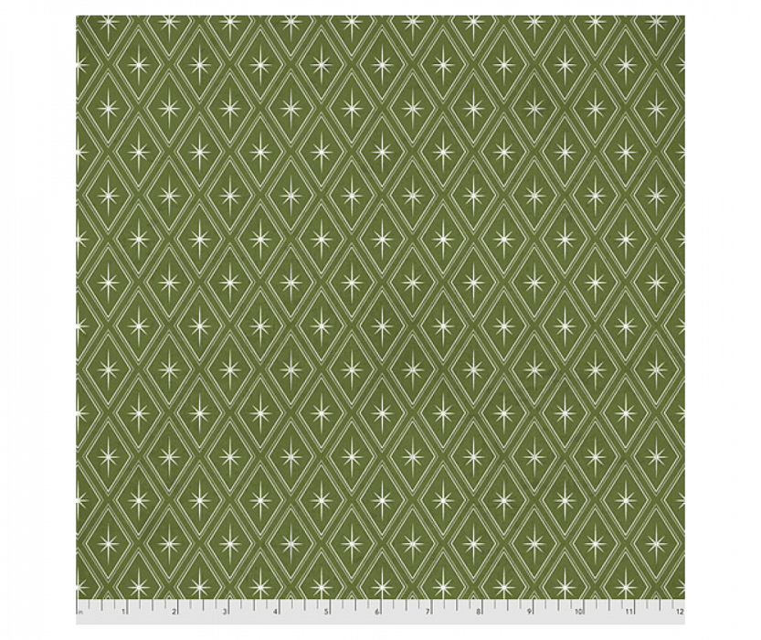 Ткань хлопок пэчворк зеленый, геометрия новый год флора, FreeSpirit (арт. PWTH171.GREEN)