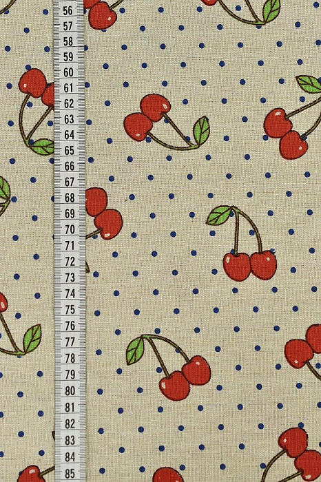 Ткань лен домашний текстиль бежевый, ягоды и фрукты, ALFA C (арт. )