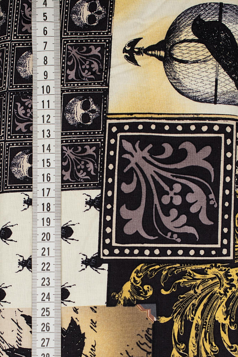 Ткань хлопок пэчворк черный, необычные хеллоуин, ALFA (арт. 232387)