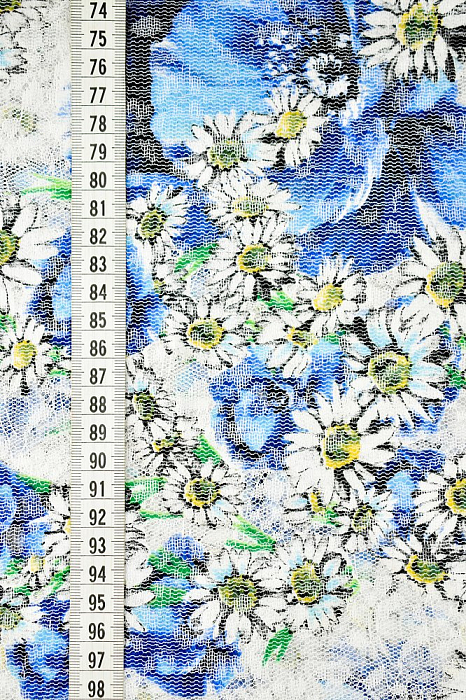 Ткань кружевное полотно плательные ткани голубой, цветы, ALFA C (арт. 261560-13)