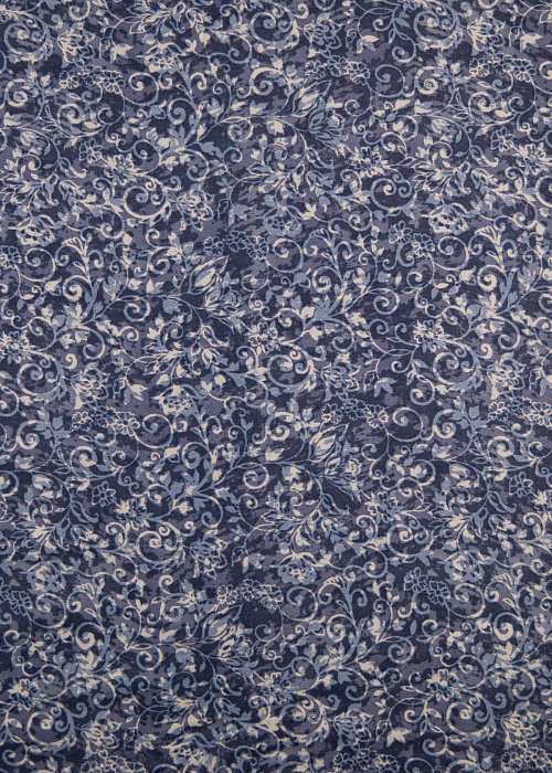 Ткань хлопок пэчворк серый голубой, мелкий цветочек завитки, Timeless Treasures (арт. 116044)