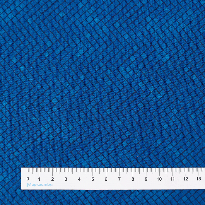 Ткань хлопок пэчворк синий, геометрия восточные мотивы, Benartex (арт. 10485-58)