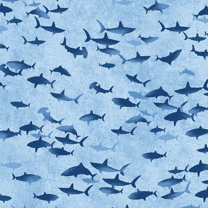 Ткань хлопок пэчворк синий голубой, морская тематика, Studio E (арт. 237257)