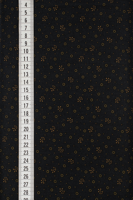 Ткань хлопок пэчворк черный коричневый, геометрия завитки, ALFA (арт. 232425)