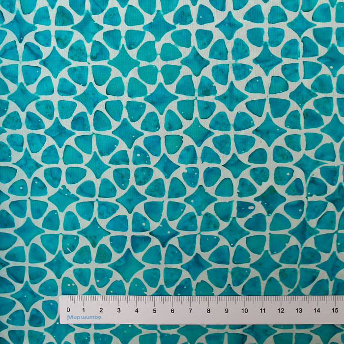 Ткань хлопок пэчворк голубой, необычные геометрия батик, Moda (арт. 4357 23)