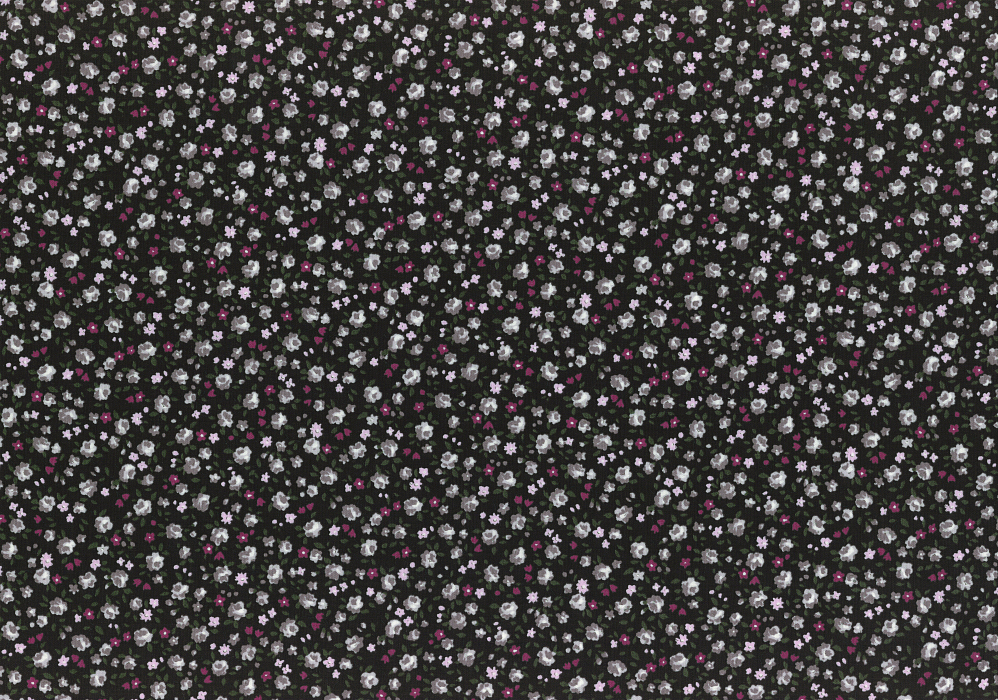 Ткань хлопок пэчворк черный, мелкий цветочек, Lecien (арт. 206760)