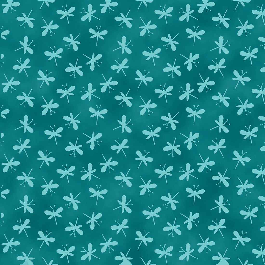 Ткань хлопок для пэчворка бирюзовый, птицы и бабочки муар, Blank Quilting (арт. 249685)