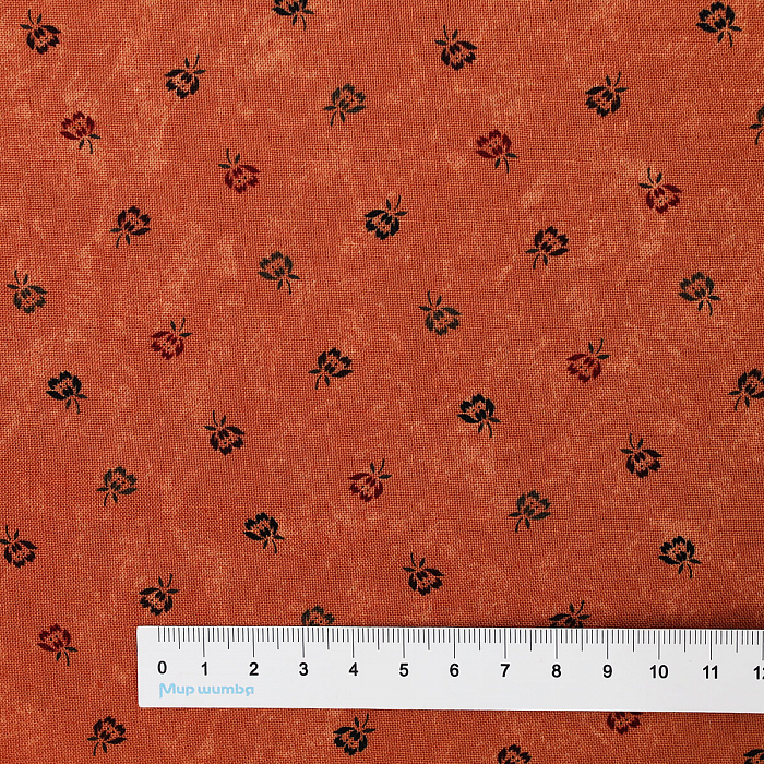 Ткань хлопок пэчворк оранжевый, цветы, Moda (арт. 9704 17)