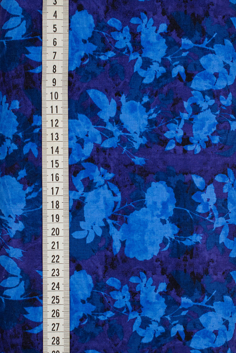 Ткань хлопок пэчворк синий голубой, цветы, ALFA (арт. 229545)