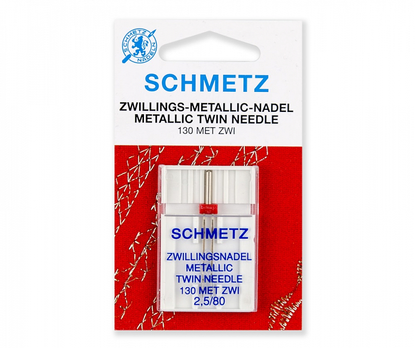 Иглы для металлизированных нитей Schmetz двойные № 80/2.5 1 шт.