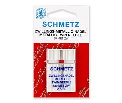 Иглы для металлизированных нитей Schmetz двойные № 80/2.5 1 шт.