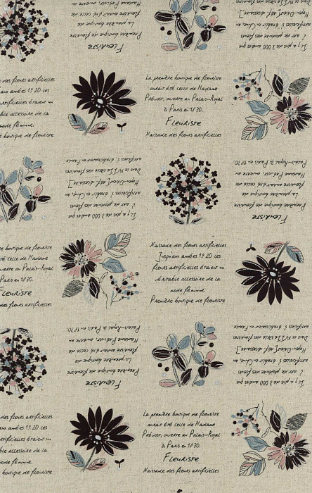 Ткань хлопок пэчворк бежевый, надписи цветы, Lecien (арт. 240874)