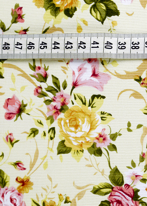 Ткань хлопок сумочные желтый розовый белый разноцветные, цветы, ALFA KANVAS (арт. 128432)