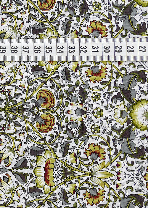 Ткань хлопок плательные ткани желтый зеленый белый травяной, цветы, ALFA C (арт. 128581)