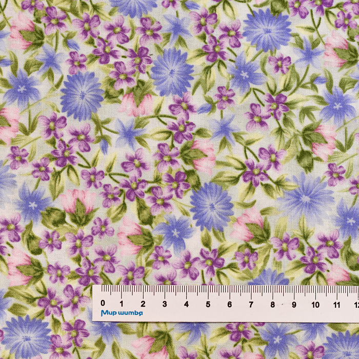 Ткань хлопок пэчворк бежевый, цветы, Benartex (арт. 0989104B)