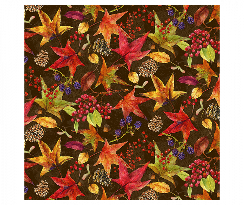 Ткань хлопок пэчворк коричневый, осень флора, Studio E (арт. 5741-33)