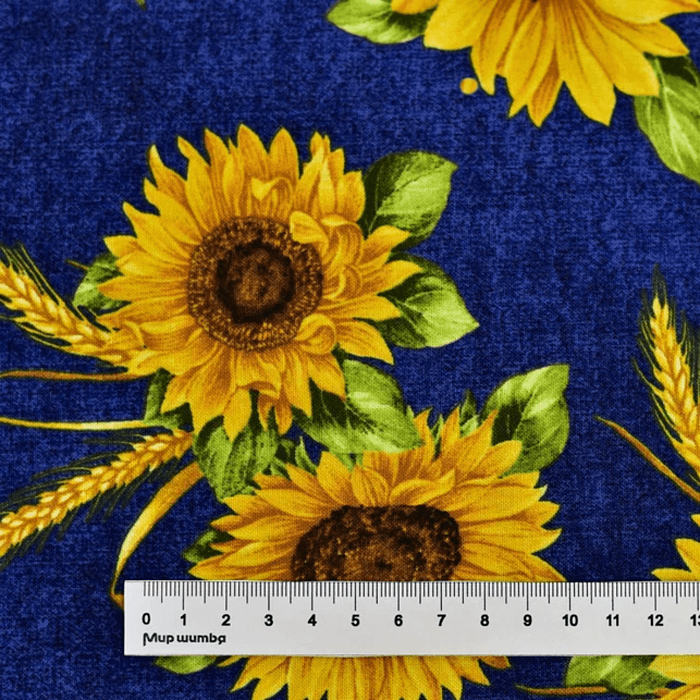 Ткань хлопок пэчворк синий, цветы, Benartex (арт. 10214-51)