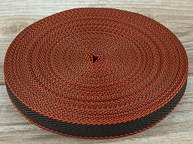 Тесьма ременная (стропа) PEGA черная с красными краями 20 мм