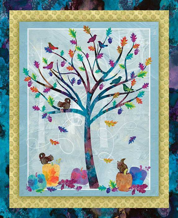 Ткань хлопок пэчворк разноцветные, птицы и бабочки животные природа, Studio E (арт. 249585)