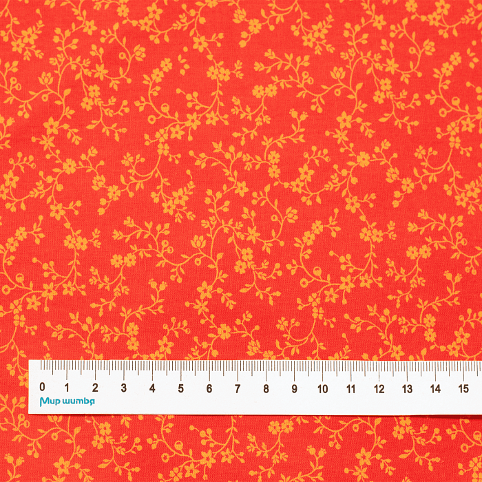 Ткань хлопок пэчворк оранжевый, цветы флора, Benartex (арт. 9809-28)