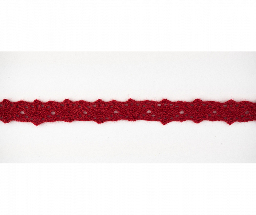 Кружево вязаное хлопковое Alfa AF-016-036 10 мм красный
