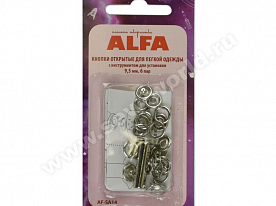 Кнопки для легкой одежды Alfa AF-SA18 11 мм 6 пар перламутр