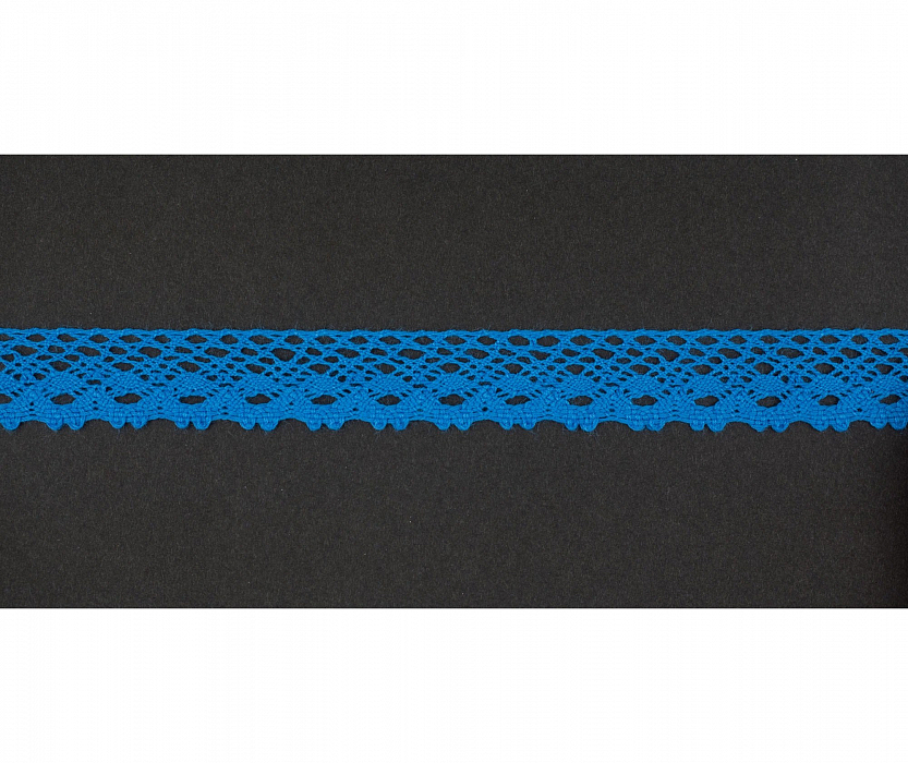 Кружево вязаное хлопковое Alfa AF-373-050 18 мм синий