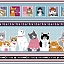 Ткань хлопок для пэчворка разноцветные голубой, животные коты и кошки, Studio E (арт. 237215)