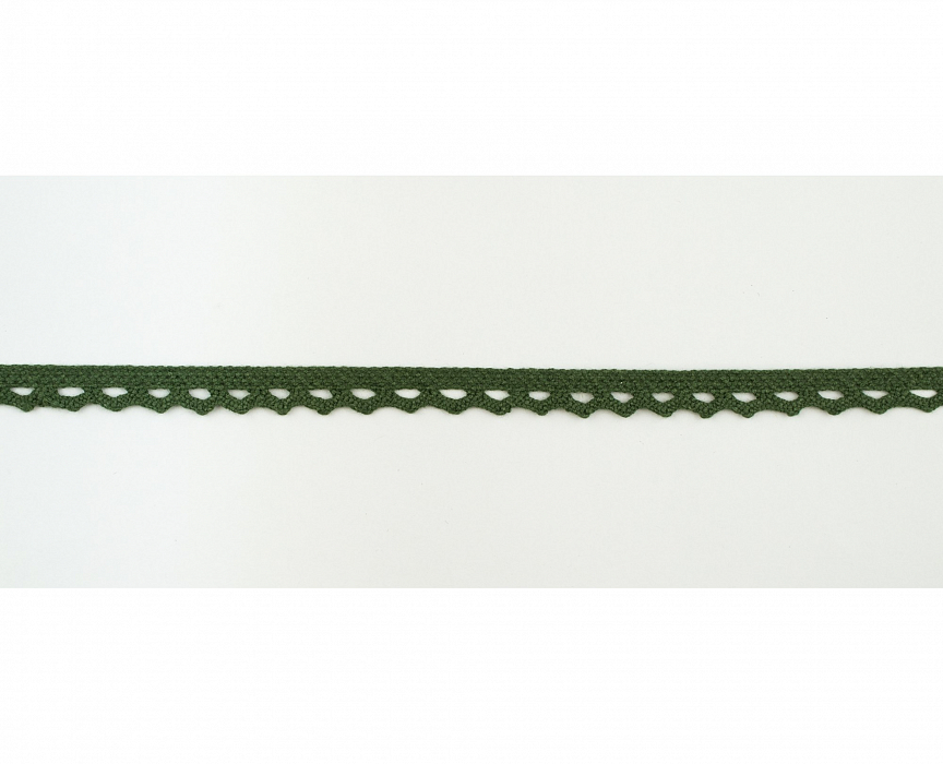 Кружево вязаное хлопковое Alfa AF-006-121 10 мм т.оливковый