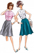 Выкройка женская Burda арт. 7042 стиль 60-х: юбка